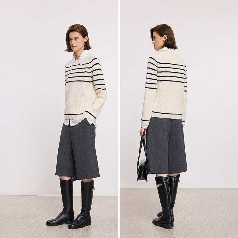 LILY contrasting striped knitted sweater for women