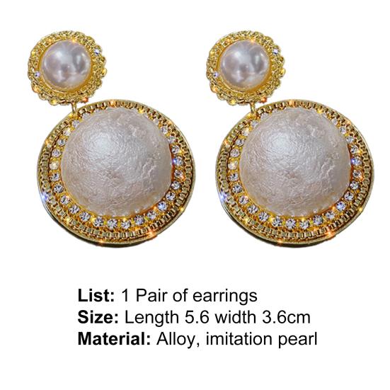 1 пара женских серег с большим искусственным жемчугом и стразами, гальванические серьги-гвоздики в корейском стиле