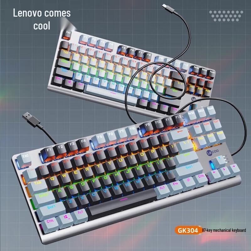 Lenovo Lecoo GK304 87-Key Blue Switch Wired Mechanical Keyboard