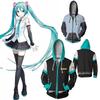 Anime Miku Hatsune Vocaloid Hoodie Zipper Sweatshirt Cosplay Costume Jacket Coat