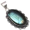 Pendant Shiney Labradorite Gemstone Handmade Silver Jewelry 1.75"