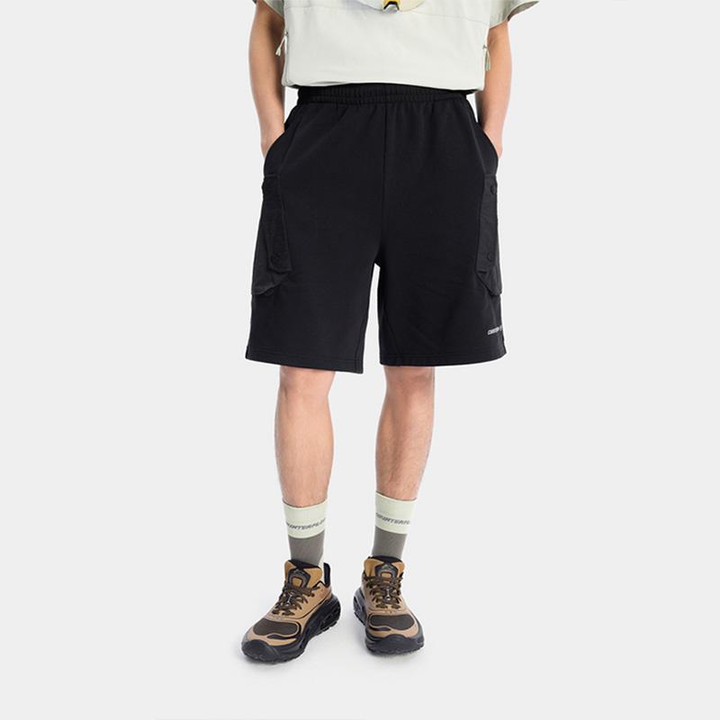 Li Ning CF Эластичные однотонные шорты карго с несколькими карманами Мужские шорты Черный AKSV239-1