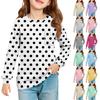 Girls' Long Sleeve Blouse - Round Neck Soft Waist Tunic