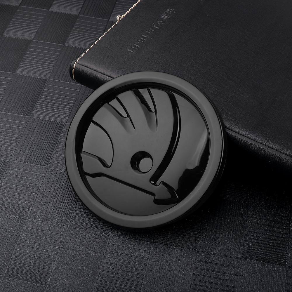 AHUQ1 80/90mm Car Front Rear Custom Emblem Stickers Accessory For Skoda Octavia Fabia Rapid Superb Yeti Enyaq Kodiaq Kamiq Karoq Scala