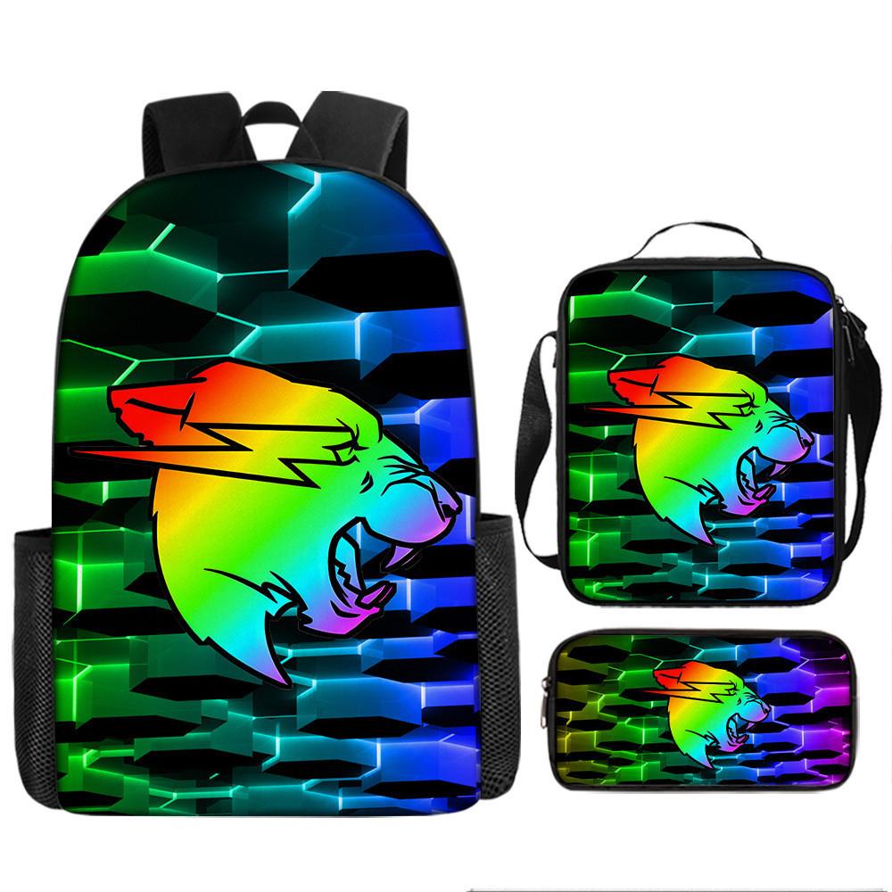 Mr Beast Lightning Cat 3d Print School Backpack With Breathable Oxford Fabric For Kids