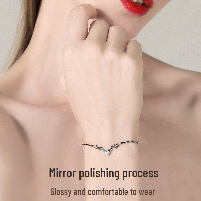 Набор из ожерелья из стерлингового серебра 925 пробы и серег-пусет в виде маленьких оленей – Рождественский/Подарок на день рождения для девочек