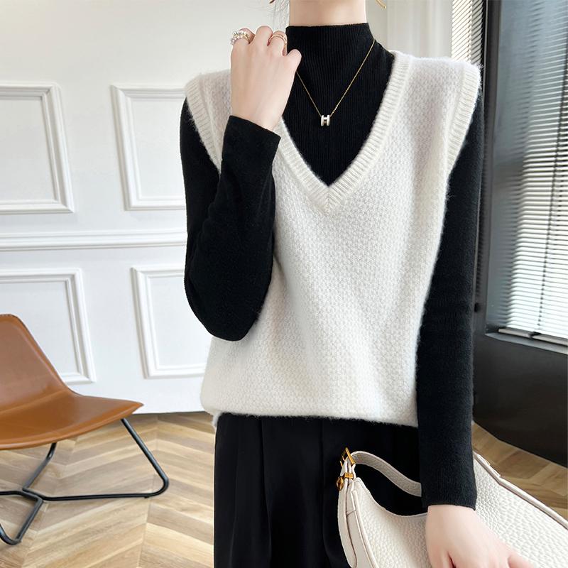 Женский кашемировый жилет Qinghe Cashmere 30% кашемир 70% шерсть осенне-зимний кашемировый жилет мягкий и теплый