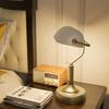 Banker s Desk Lamp With Antique Bronze Tone Base Table Lamp With White Glass Shade For Home Office White