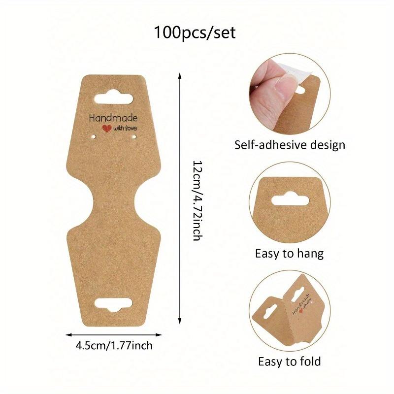 100 шт.-Карточки для демонстрации браслетов и серег, Самоклеящиеся карточки для серег ручной работы, Подходят для ожерелий, браслетов, брелоков, серег, резинок для волос