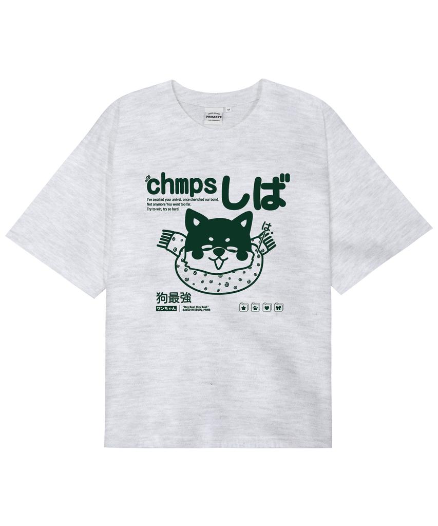 BORN CHAMPS [11 Цветов] Chmps Shiba Оверсайз Футболка с коротким рукавом B25St34 (Тип B)
