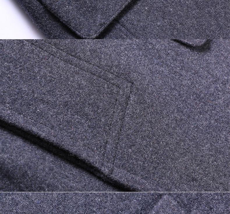 Зимнее мужское полупальто средней длины с отложным воротником из смесовой шерсти, 2023: Деловой кэжуал для среднего возраста.