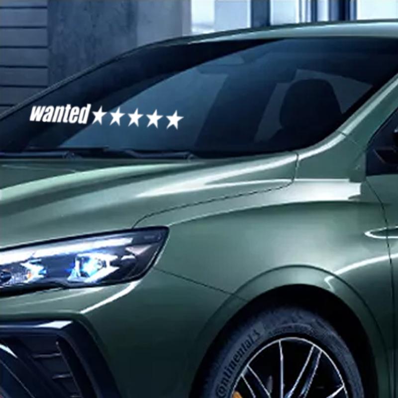 Custom EL Light up Car Window Windshield Stickers 5 Stars Wanted Flashing/Sound Activated for Car Decoration