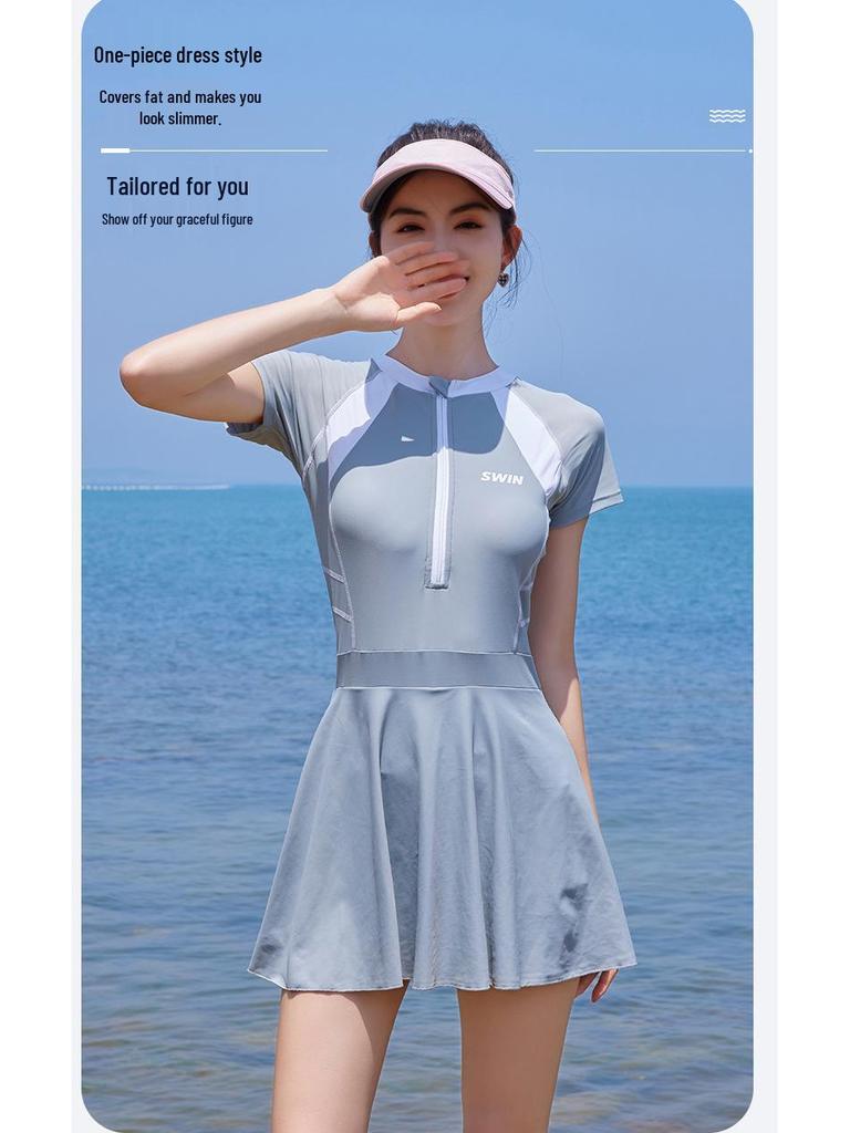 High-Waisted Slimming Women's Sporty Swim Skirt for Diving and Training