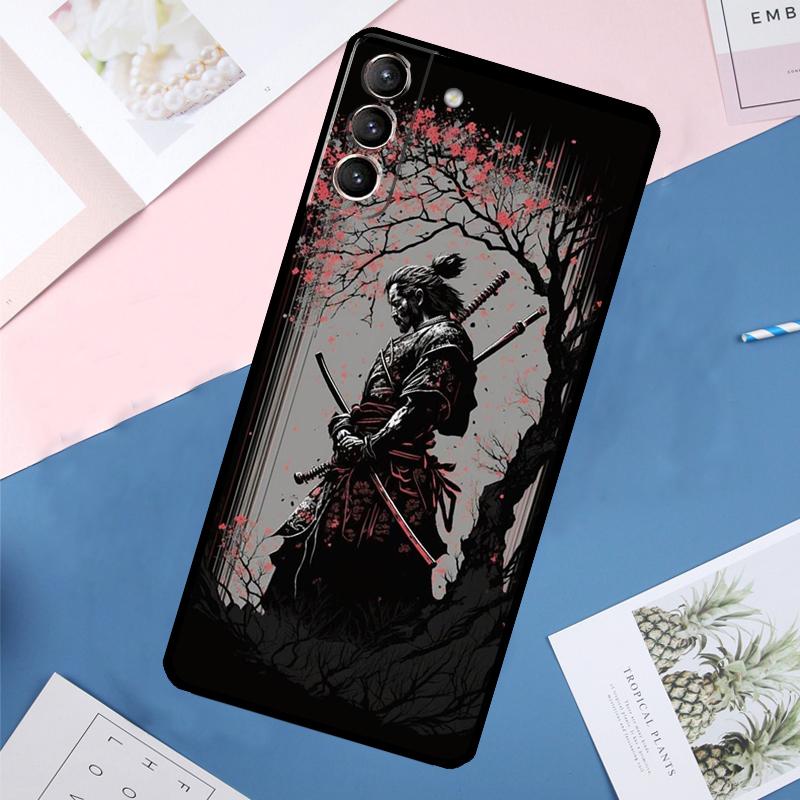 Япония Ниндзя Самурай Красное Солнце Чехол Для Samsung Galaxy S25 Ultra S21 S22 S24 S23 Ultra S9 S10 Plus S21 FE S25 FE Задняя крышка