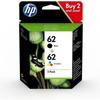 HP 62 Упаковка из 2 оригинальных черных и трех цветных картриджей. (N9J71AE) для Officejet Mobile 250, Envy 5540/5640/7640