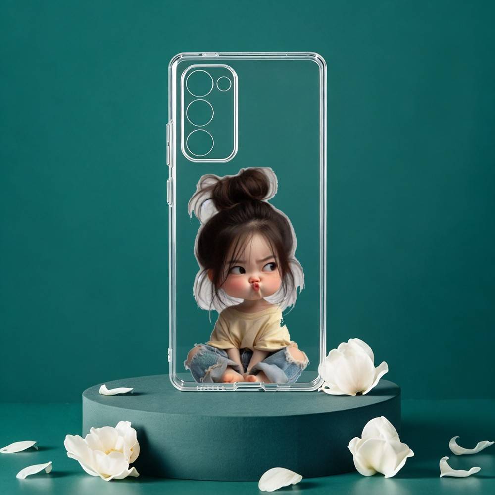 Мультяшный милый чехол для телефона с изображением девочки для Samsung Galaxy S24 S25 S23 S22 S21 Plus S24 S25 Прозрачный чехол