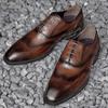 Wood Grain Brogue Square Toe Leather Shoes Men Party Loafer Leather Shoes for Men Wedding Business Shoes D596