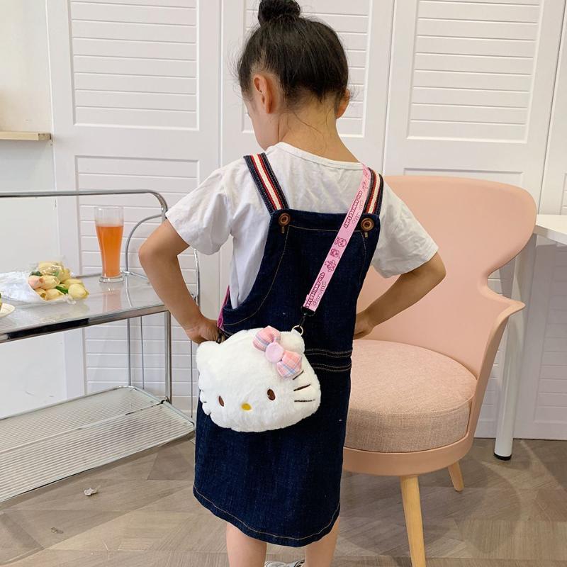 Kawaii Hello Kitty Bag Women Cartoon Plush Small Shoulder Bag for Women Crossbody Bag Small Phone&Purse Bags Girls's Toys Gift