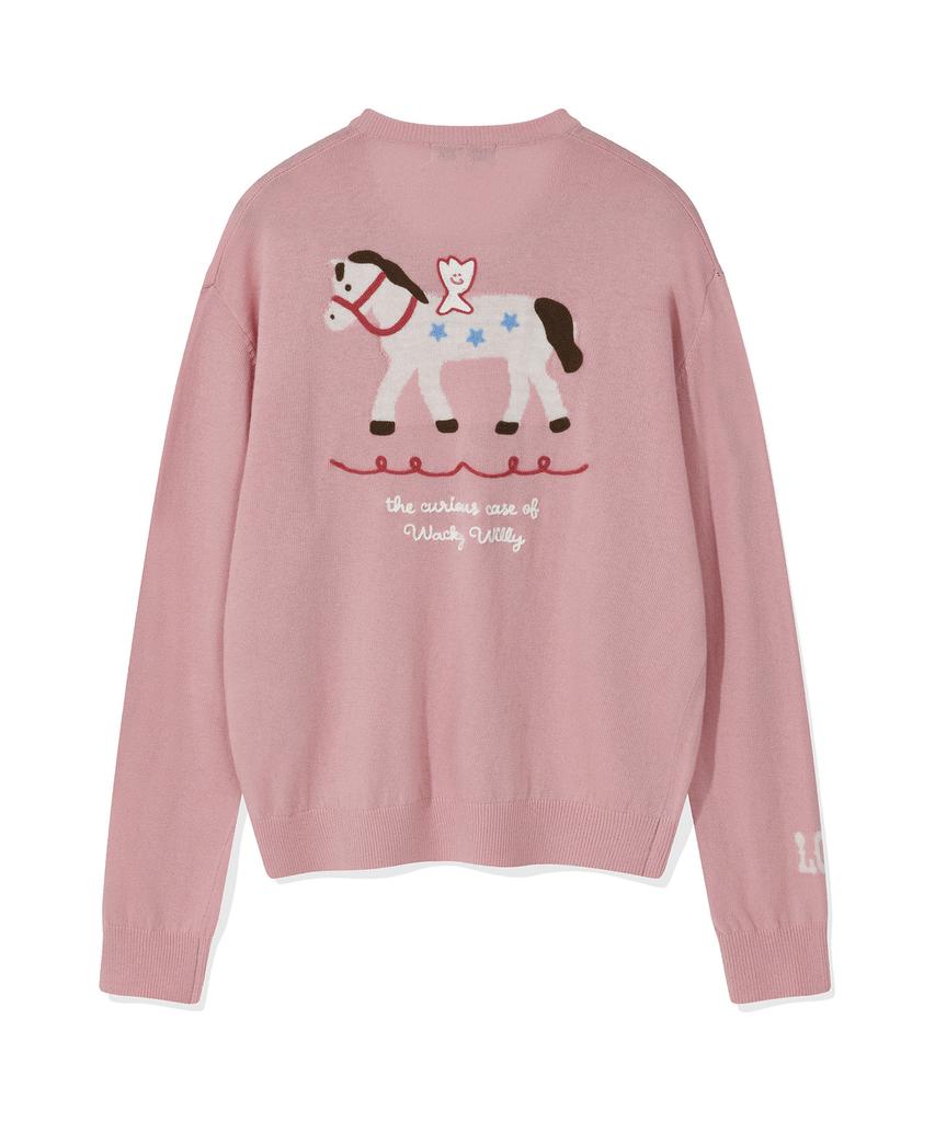 WACKY WILLY Women'S Kiki Embroidered V-Neck Pullover Knit Pink