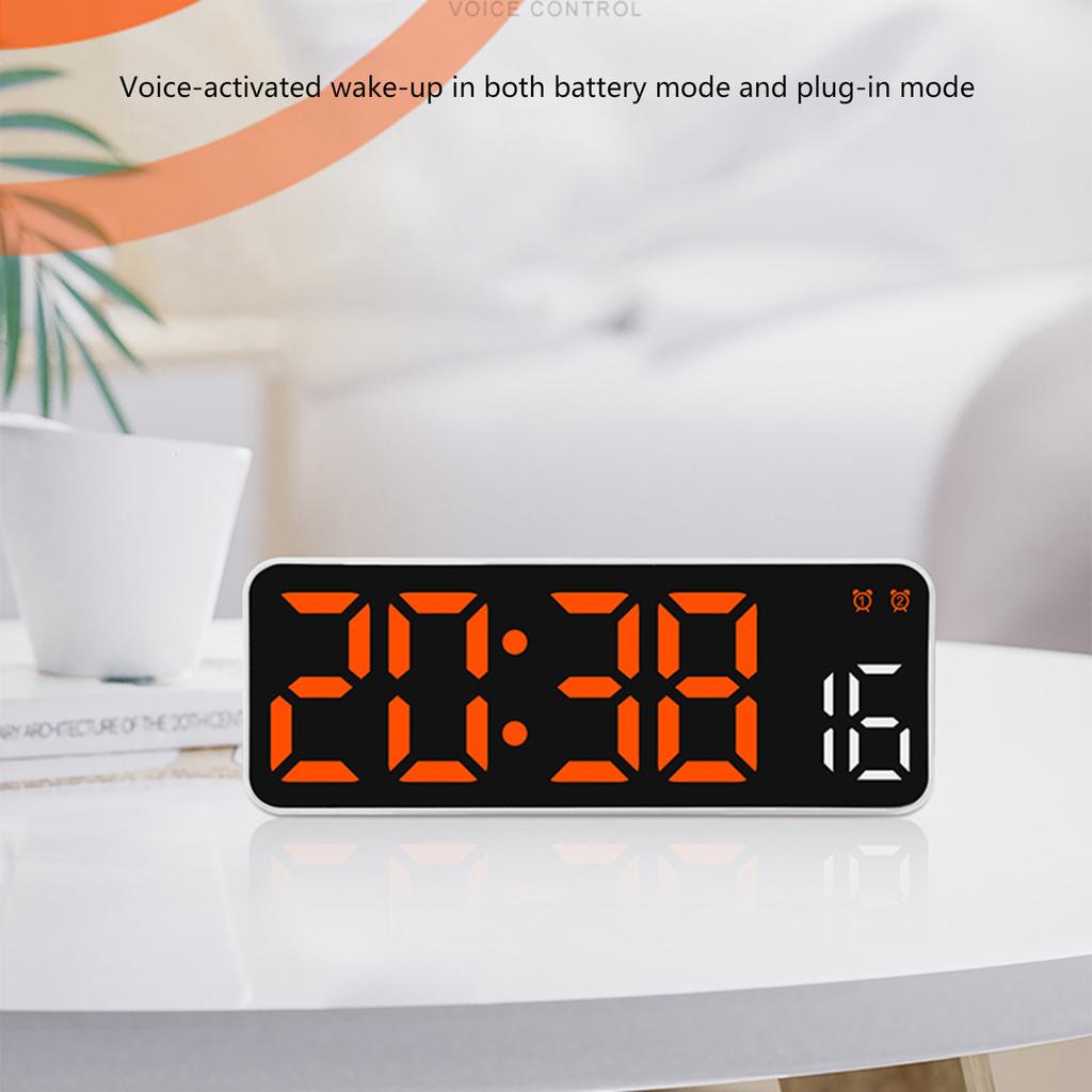 Digital Alarm Clock with Date Temperature LED Display and Timer Adjustment Brightness Battery Operated for Bedroom Table