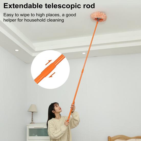 Flat Mop 360 Degree Rotatable Wall Ceiling Cleaning Mop with 3 Mop
