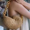 Customized Fabric Crossbody Casual Portable Straw Rattan Basket Bag for Women Shell Wrapped Vintage Shell Bag