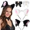 2 Pcs Adult Teens Make Up With Bells Cat Ear Headband Necklace Cosplay Headwear Fancy Dress Hairband
