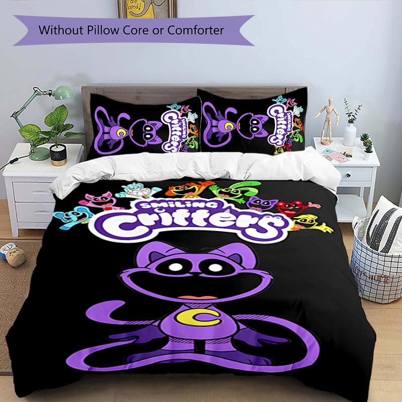 3pcs Smiling Critters2 pattern bedding set duvet cover set includes duvet cover &pillowcases, perfect all season bedroom decoration & gift