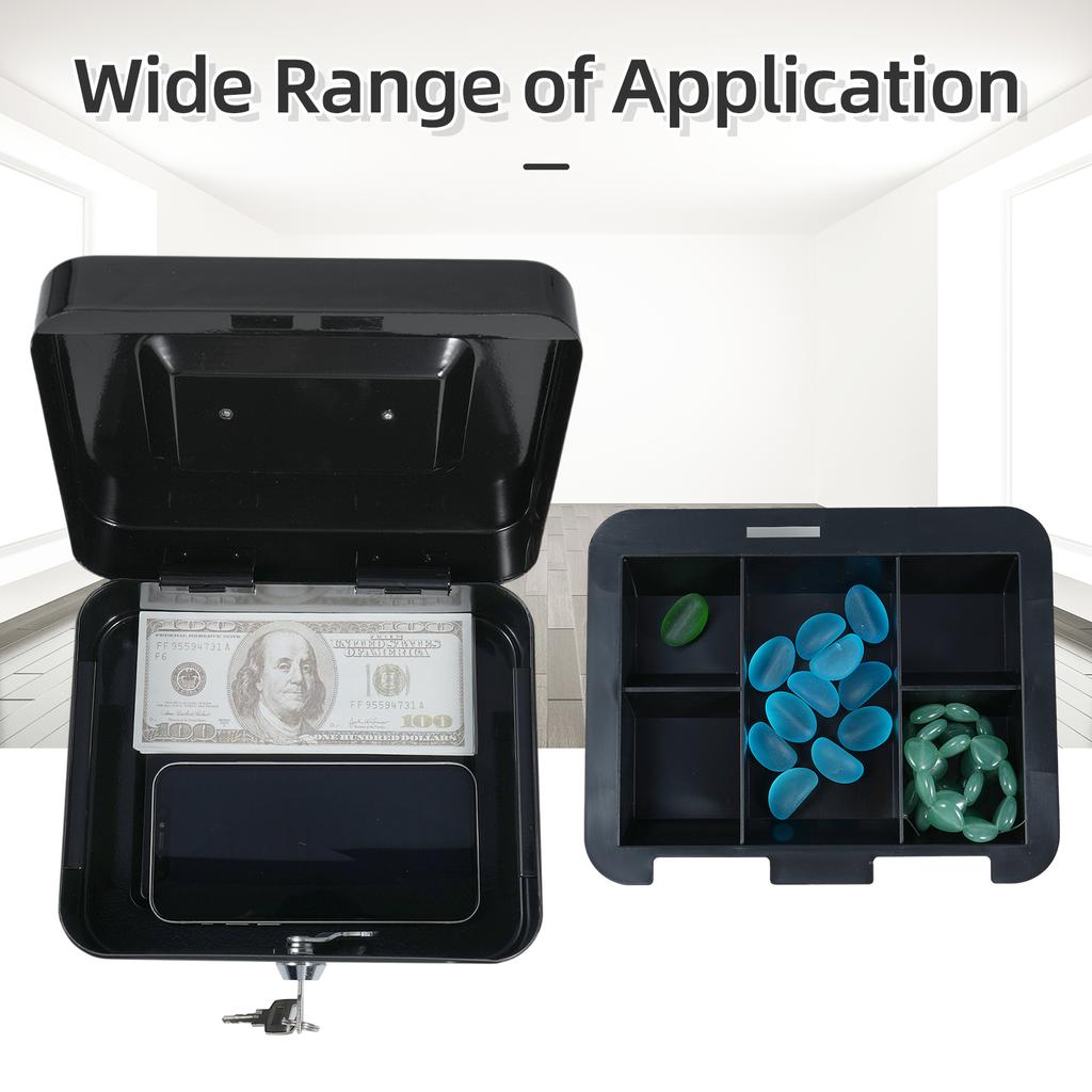 Ящик для денег со съемным лотком, 2 ключа в комплекте. Ящик для сбережений денег, для хранения монет, чеков и ценностей.