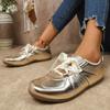 Fashion Gold Silver Women's Flat Sneakers Lightweight Soft Sole Casual Shoes Woman Comfortable Non Slip Flat Shoes Plus Size 43