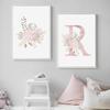 Baby Girl Pink Flowers Canvas Poster Nursery Wall Art Print Modern Letters Painting Wall Pictures Nordic Kid Bedroom Decoration