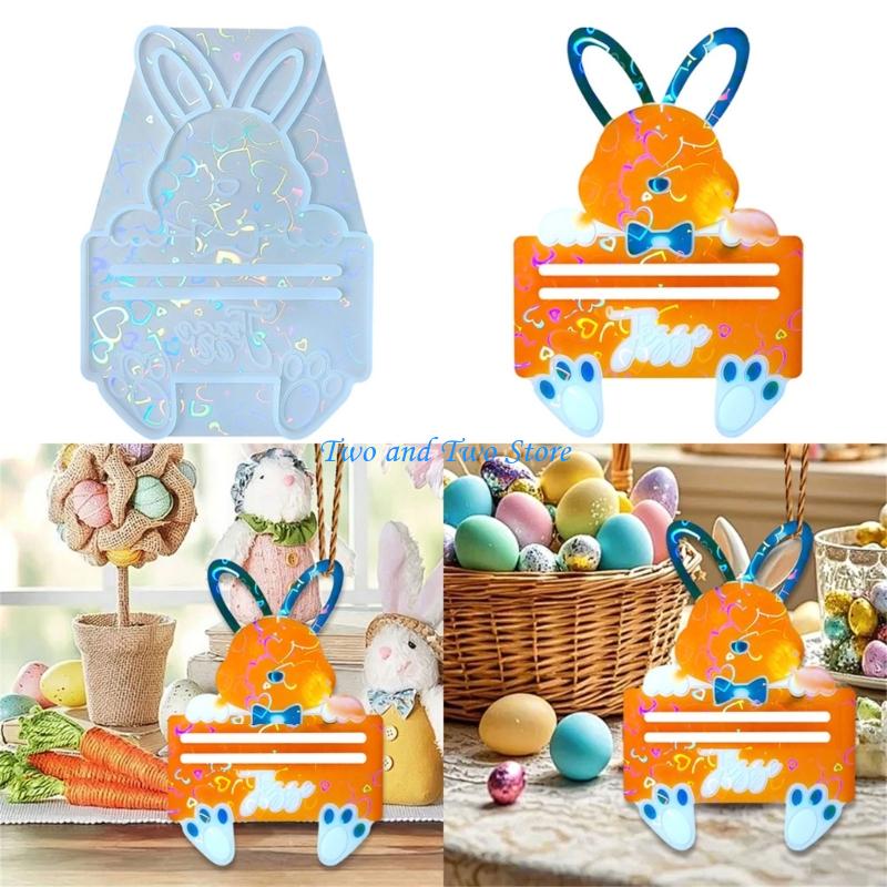HX6F Rabbit Money Clip Charm Mold Soft Silicone Pendant Mould For Jewelry Crafting