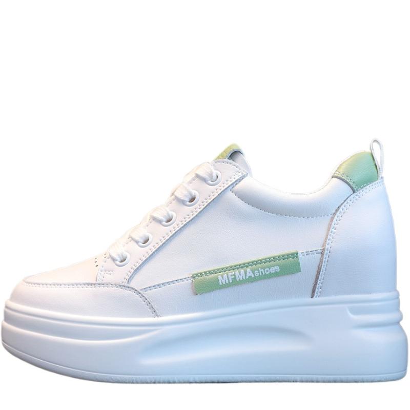 Harajuku Hollow Breathable Inner Height Increase Women Shoes Lace-up Slope Heel Versatile Thick Bottom Sports Shoes Trendy