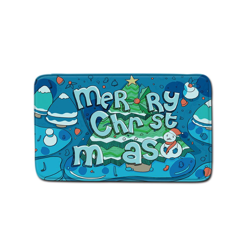 Christmas Shower Curtain Floor Mat Combination Four-Piece Set Bathroom Toilet Carpet Shower Room Mat Foot Mat