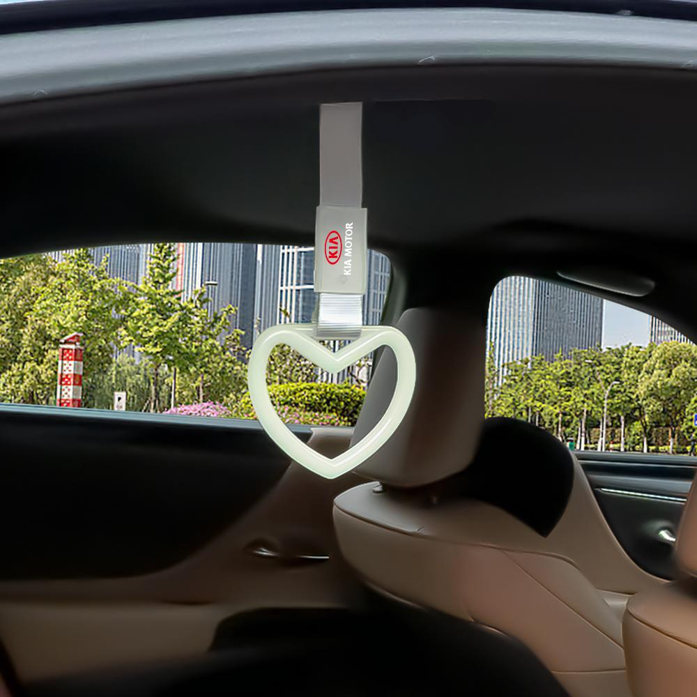 1Pcs Car Decoration Heart Pull Ring Charm Strap Rear Bumper Drift Warning Ring For KIA Rio Sportage Cerato Soul Sorento Picanto CP6