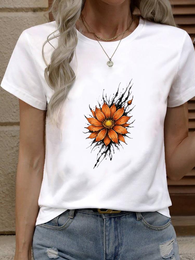 (Asian Size) Tee Top Star Trend Cute 90s Women Fashion Female Clothing T Shirt Woman Print Short Sleeve Graphic T-shirts