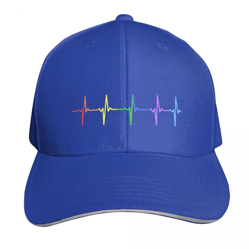 Rainbow Pulse Hearbeat LGBT Baseball Cap Trucker Hat New Hat Luxury Brand sailor cap for Unisex Unisex Womens