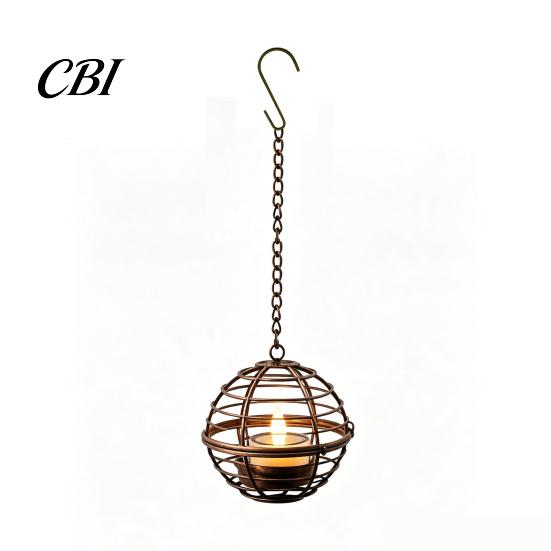 Outdoor Decor for Lawn Garden Solar Hanging Lantern, Waterproof Lantern with Tea Light, Powered Yard Decorations Iron Ball Candle Holder Backyard
