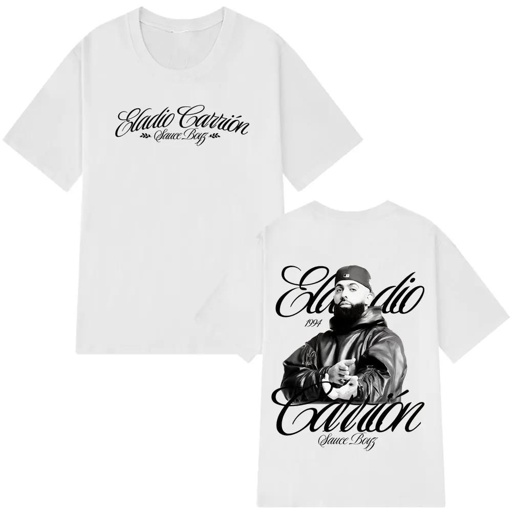 Rapper Eladio Carrión Sauce Boyz Tour 2026 Album Tshirt Men Women Vintage Tshirts Shortsleeved Hiphop Punk Streetwear