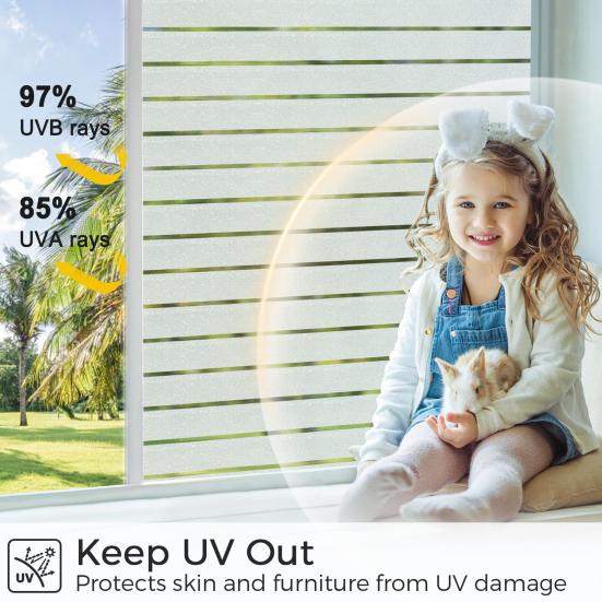 1 рулон 500x44,5 см, матовая оконная пленка, полосатая защита конфиденциальности, солнцезащитная многоразовая самоклеящаяся пленка для домашнего офиса, ванной комнаты, стеклянное покрытие, цепляющееся