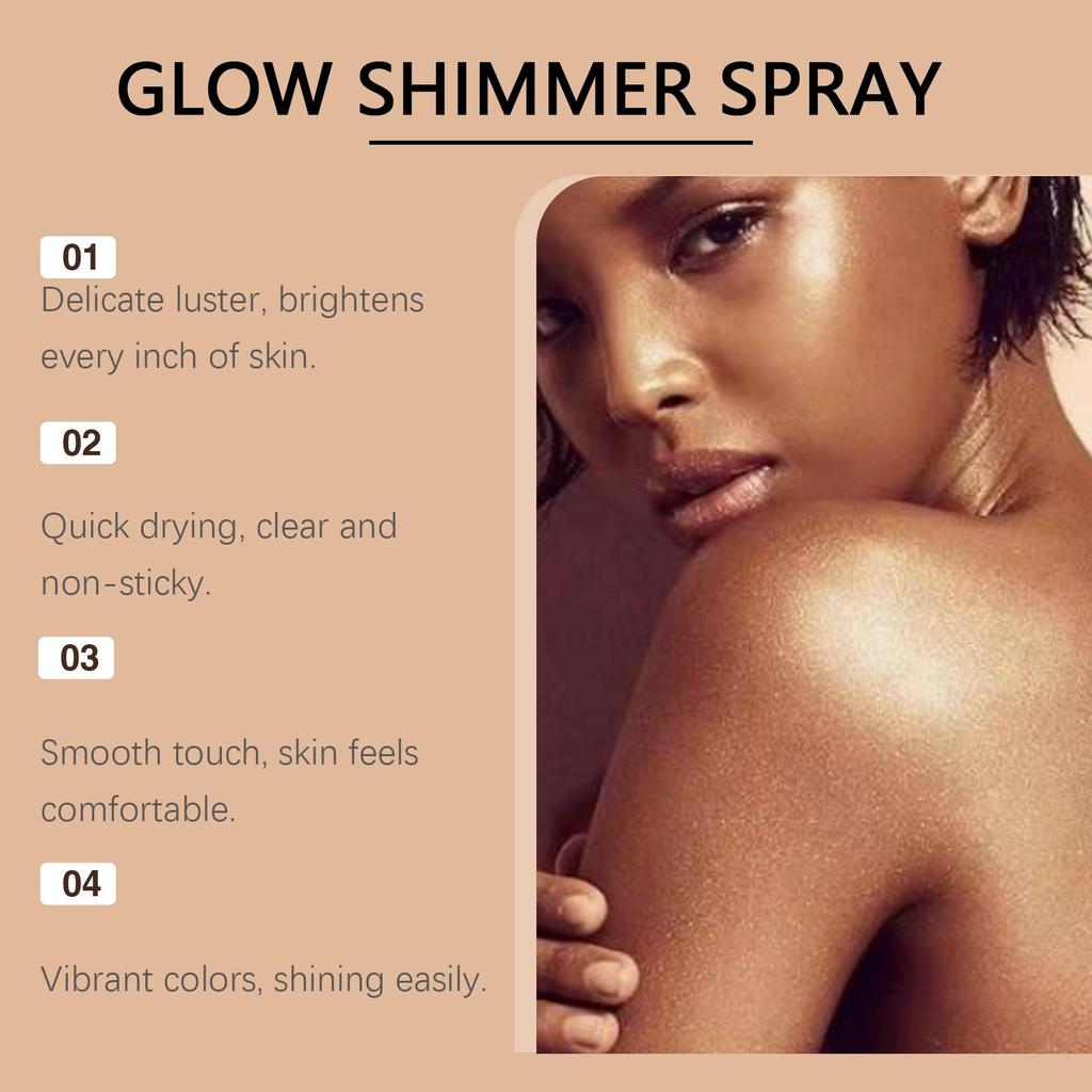 Zephoco Body Glitter Spray Glow Skin Illuminator High Gloss Quick-Drying Highlighter Makeup Cosmetics Bronze Body Shimmer Spray
