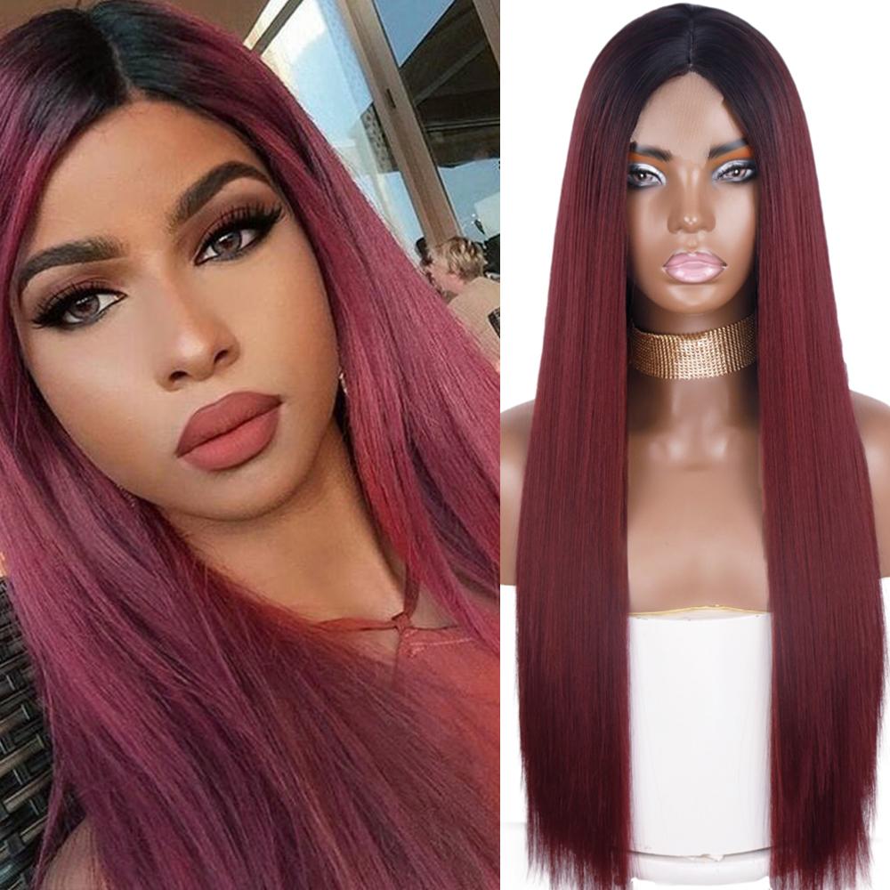 MISS WIG Synthetic Wigs for Women Long Straight Blonde Wig Without Bangs Front Lace Heat Resistant Fiber Long Straight Wig