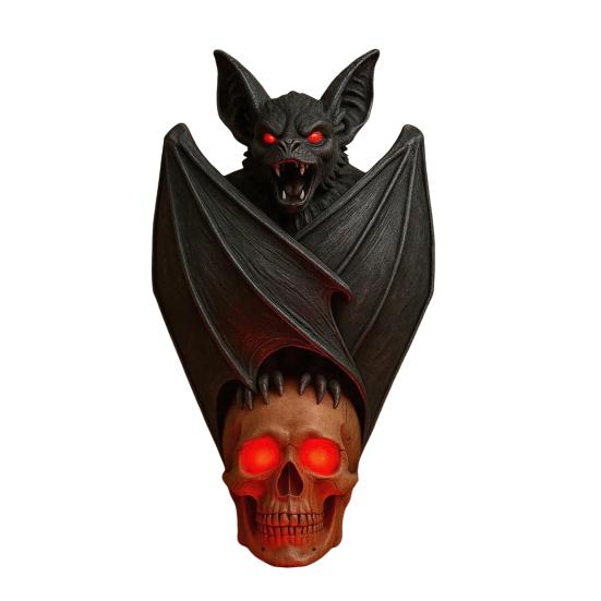 Gothic Bat Skull Wall Lamp 3D Skeleton Design Halloween Night Light Spooky Ambiance Light Horror Gift