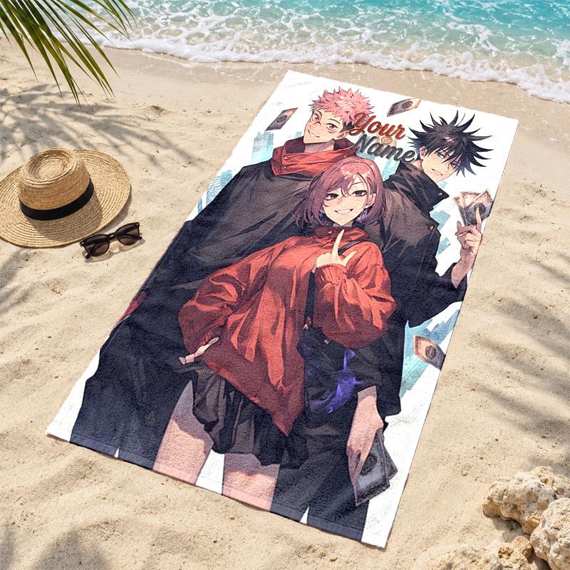 Jujutsu Kaisen Custom Name Beach towels also serve as bath towels summer essential a musthave for the outdoors the beach and the pool