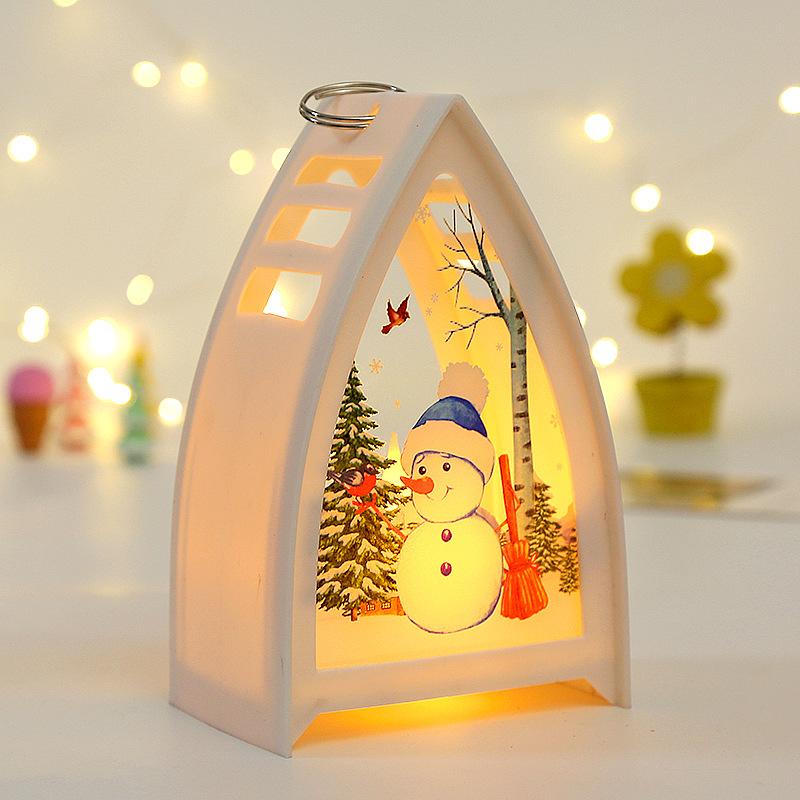 Christmas Lantern Old Man Snowman Elk Retro Hanging Candle Holder Xmas Tree Decoration New Year 2024 Gift Home Decoration