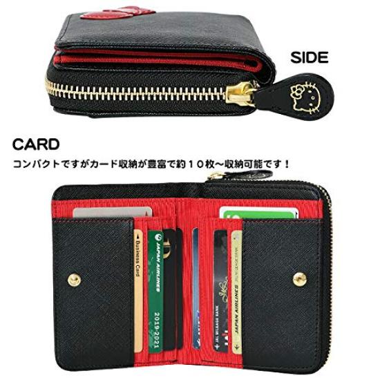 Женский двустворчатый кошелек Hello Kitty с лентой из натуральной кожи, 12161 (черный)