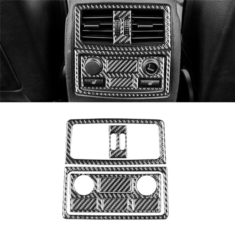 Strange For BMW 5 Series E60 2004-2007 Carbon Fiber Car Rear Air Outlet Vent Cover Panel Trim Sticker Interior Accessories