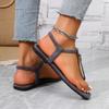 2025 Summer New Beach Flip-Toe Flats Women's Shoes Large Size Women's Shoes Flat Roman Sandals Plus Size 43