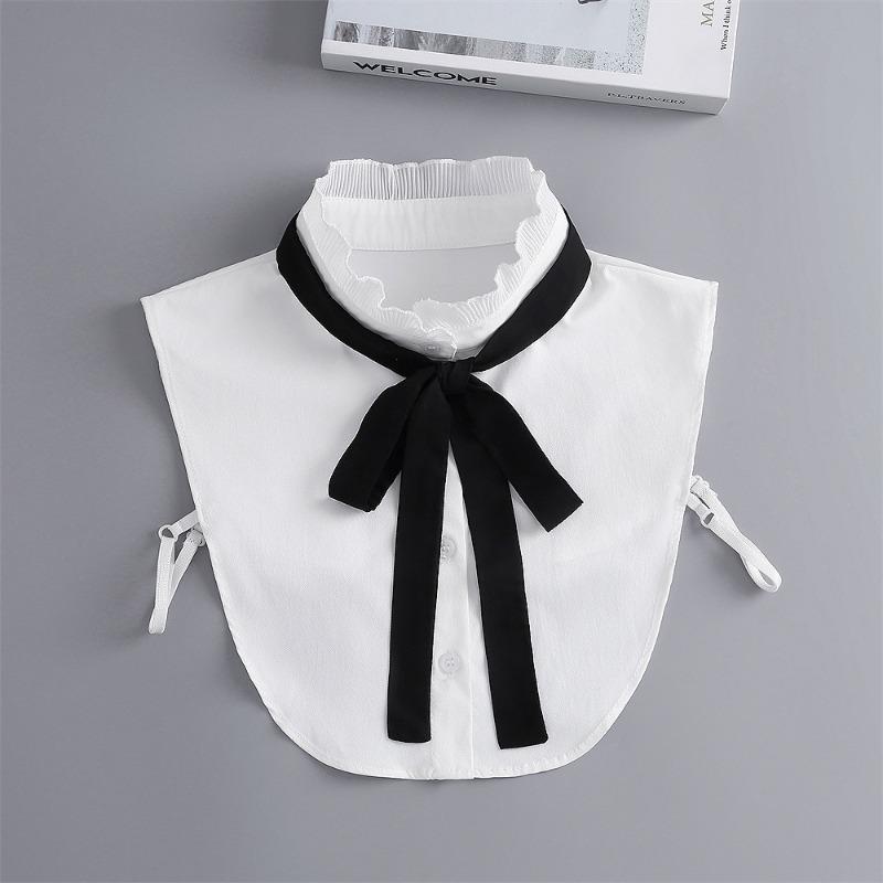 Korean Stand Shirt False Collar for Women Bowknots Ties Faux Col Half Shirt Blouse Fake Collars Sweater Shirt Detachable Collars