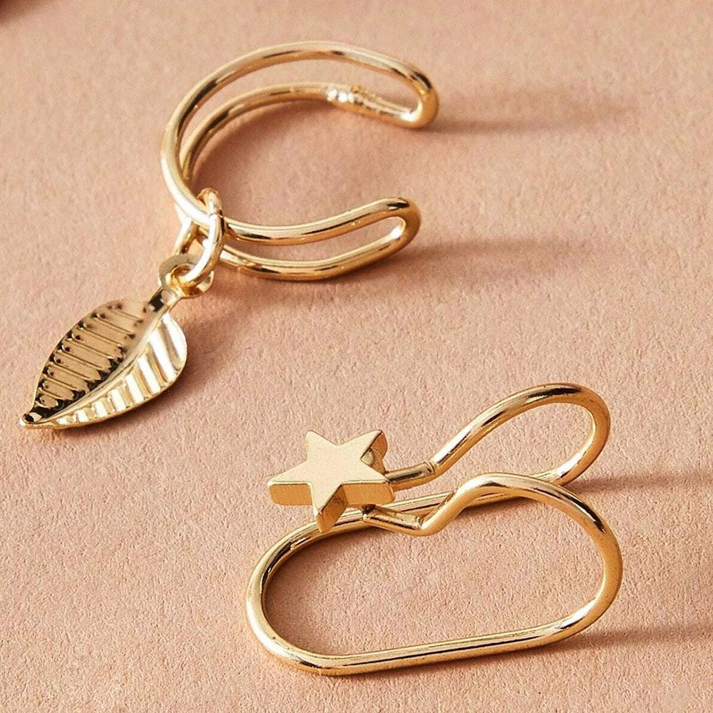 Набор из 5 клипс для ушей, креативный и персонализированный двойной С-образный хрящевой двухслойный гвоздик-клипса U-образной формы